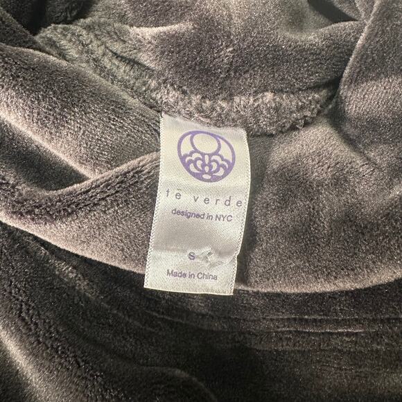 Te Verde Velour Cowl Neck Top Small Black Soft Stretch Cozy - Picture 8 of 8